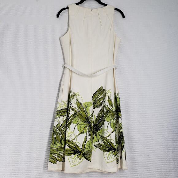 Vintage Talbots Linen Dress Womens 4 Petite Ivory Green Summer Wedding Guest - Picture 2 of 16